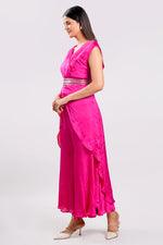 Load image into Gallery viewer, Rani Color Satin Crepe Catdana Sequence Work Readymade Indo Western Palazzo Suit