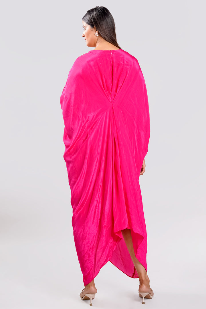 Rani Color Satin Crepe Mirror Work Embellishments Cowl Dress