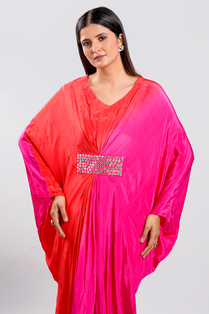 Rani Color Satin Crepe Mirror Work Embellishments Cowl Dress