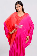 Load image into Gallery viewer, Rani Color Satin Crepe Mirror Work Embellishments Cowl Dress
