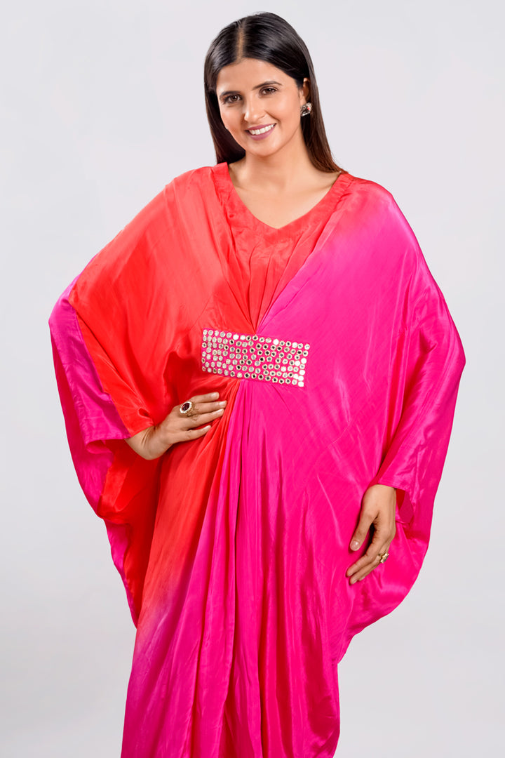 Rani Color Satin Crepe Mirror Work Embellishments Cowl Dress