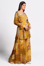 Load image into Gallery viewer, Brown Color Paplum Georgette Zardosi Goti Patta Indo Western Palazzo Suit