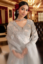 Load image into Gallery viewer, Organza Applic Monotone Thread Work Long Lehenga Choli With Dupatta