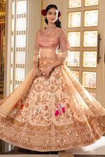 Load image into Gallery viewer, Pure Silk Crop Top Mono Work Lehenga With Dupatta