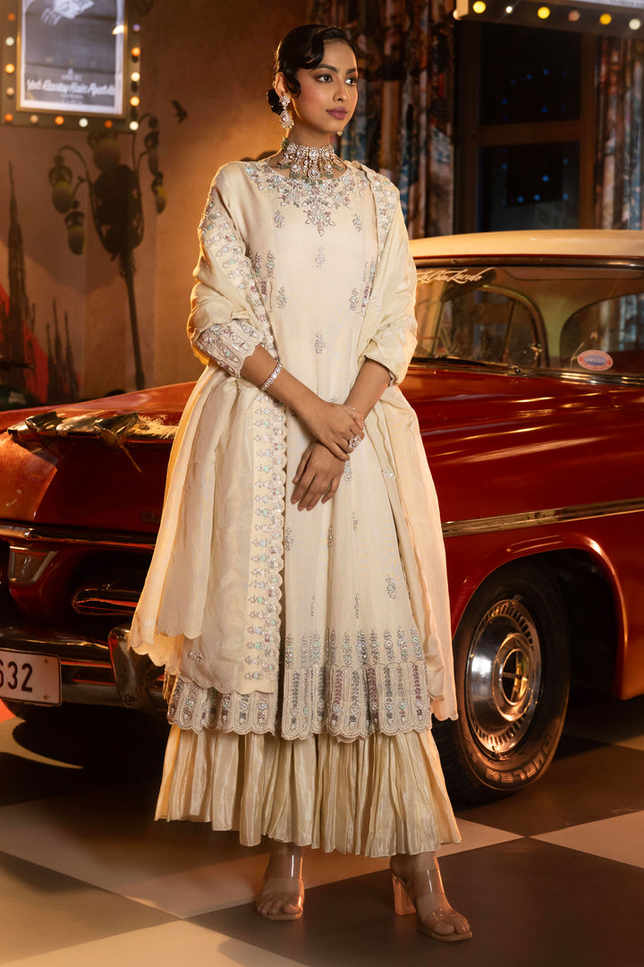 Tissue Sequins Pearl Work Indo Western Tissue Sharara