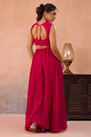 Rani Organza Indo Western Crop Top With Palazzo And Statement Flared Cape