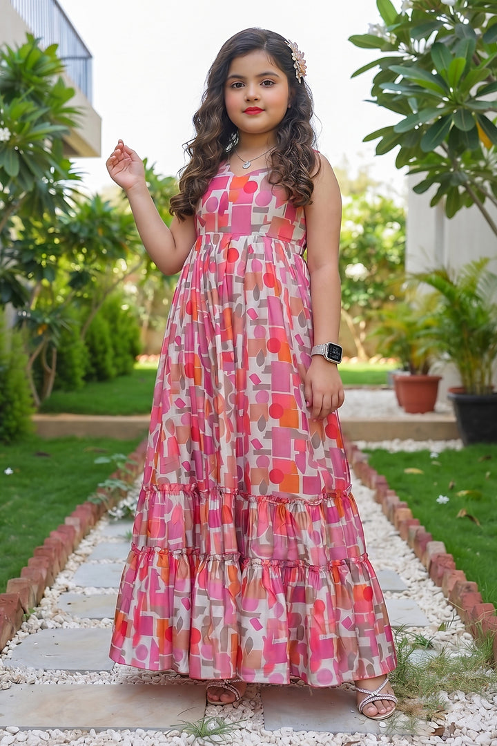 Butterflies Printed Girlish Gown