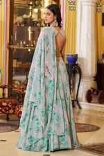 Load image into Gallery viewer, Floral Printed Georgette Readymade Lehenga Choli Cape Style Dupatta