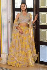 Load image into Gallery viewer, Floral Printed Readymade Lehenga Choli Cape Style Dupatta