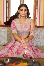 Load image into Gallery viewer, Floral Printed Georgette Readymade Lehenga Cape Style Dupatta