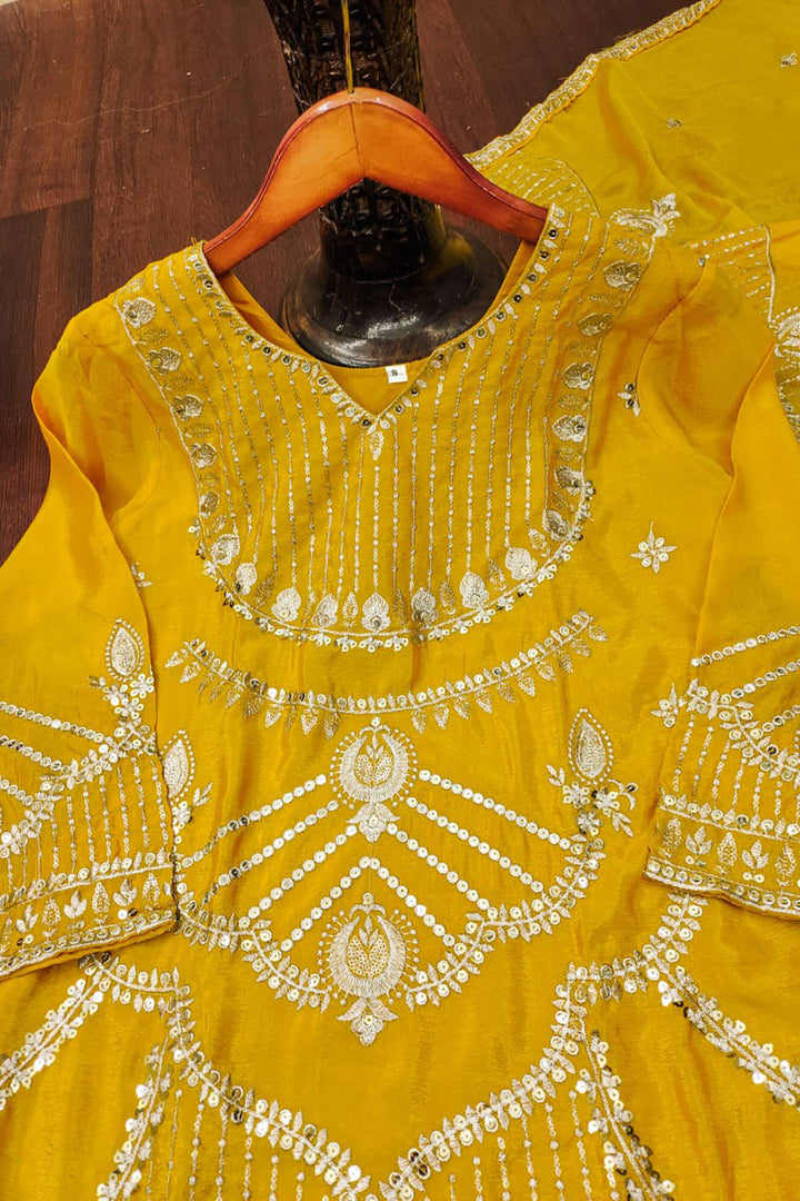 Chinon Festive Wear Yellow Readymade Palazzo Dress