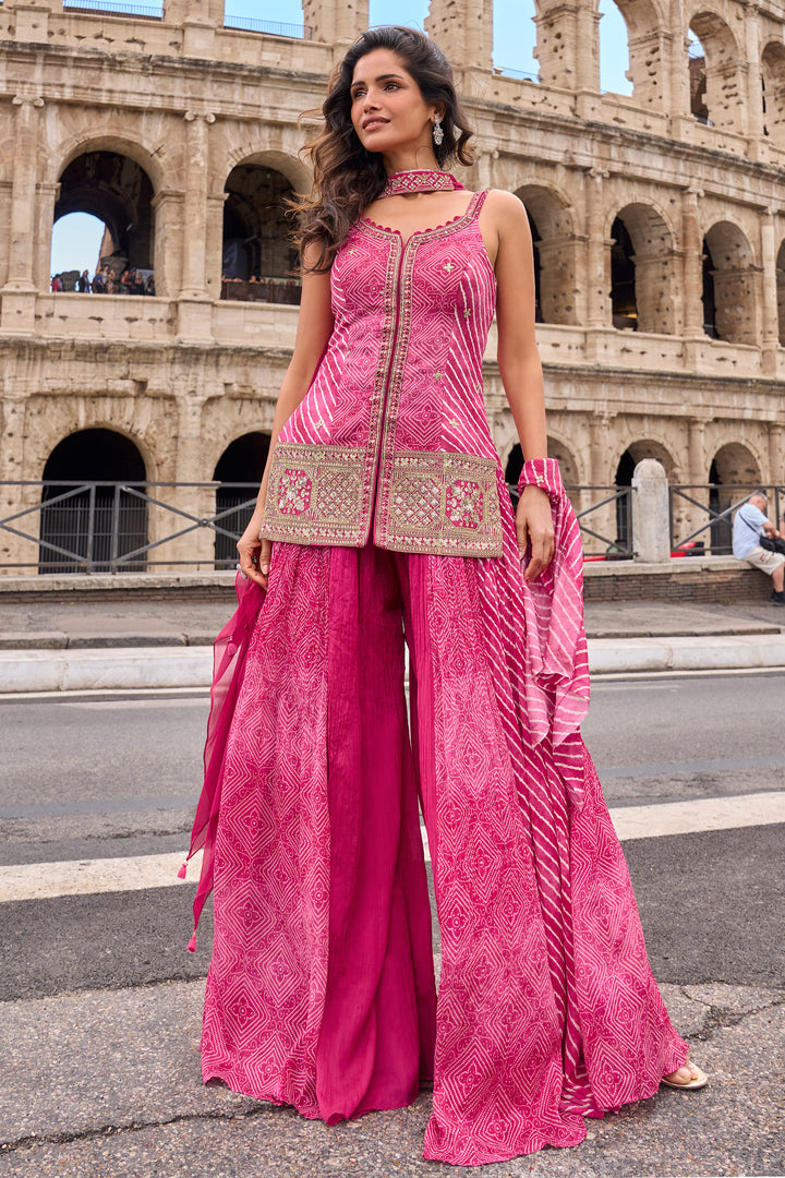 Real Chinon Silk Rani Party Wear Palazzo Salwar Suit