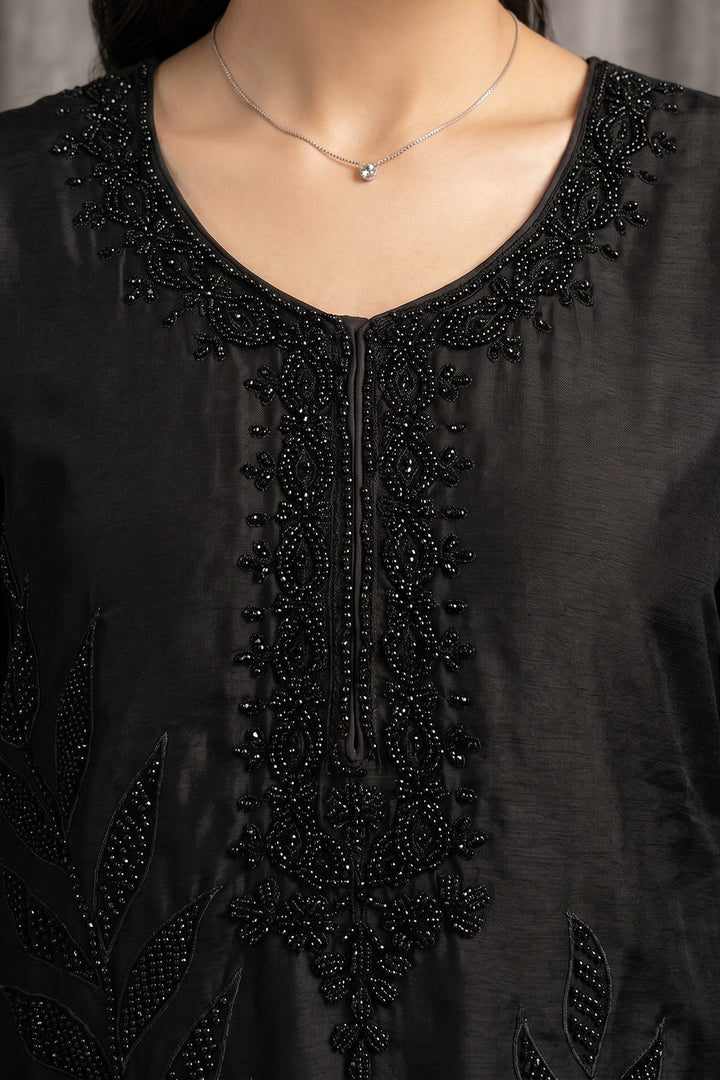 Neha Dhupia Chinon Readymade Palazzo Salwar Suit In Black Colour