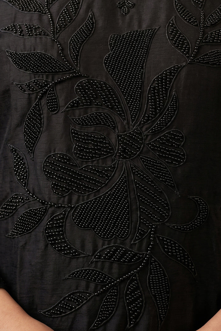 Neha Dhupia Chinon Readymade Palazzo Salwar Suit In Black Colour