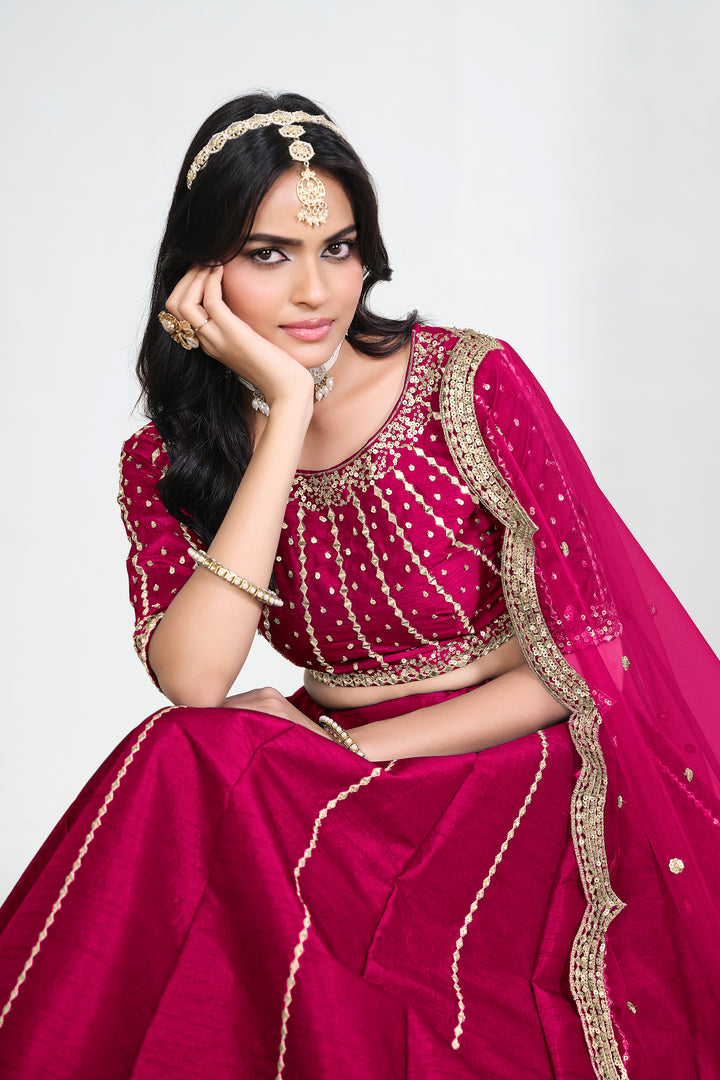 Art Silk Embroidered Function Wear Rani Lehenga Choli
