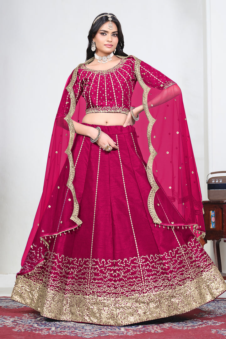 Art Silk Embroidered Function Wear Rani Lehenga Choli